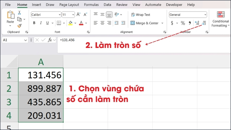 Cách làm tròn số trong Excel không dùng hàm