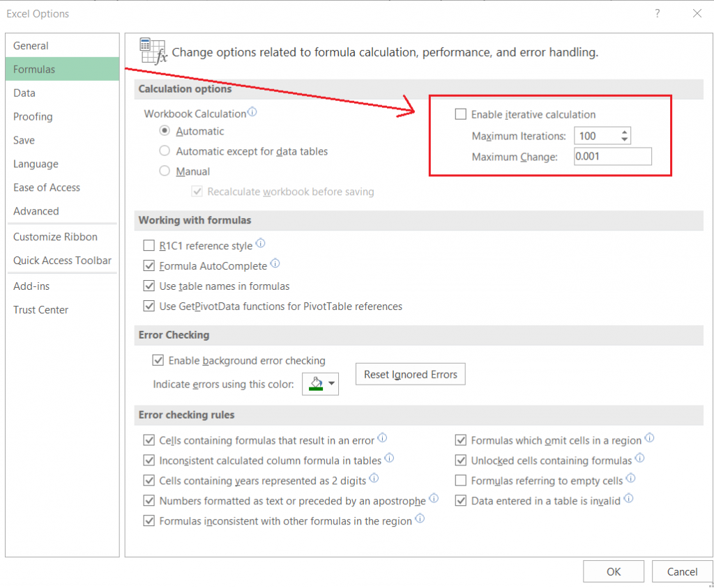 4 - sửa lỗi Circular References Warning trong Excel