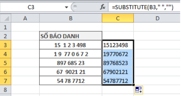 Xóa khoảng trắng bằng Hàm SUBSTITUTE - Hình 3