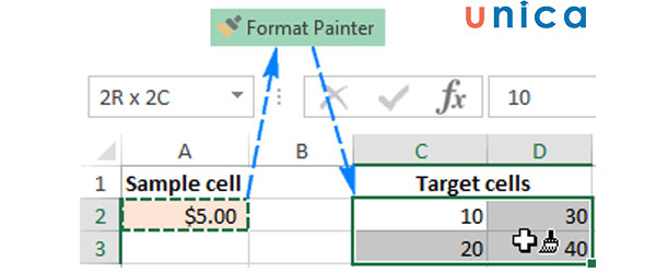 Lặp lại thao tác Format Painter