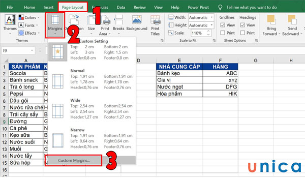 Thao tác căn lề trong Excel