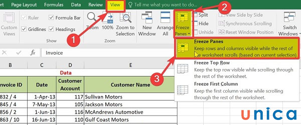 Thao tác cố định nhiều dòng trong excel