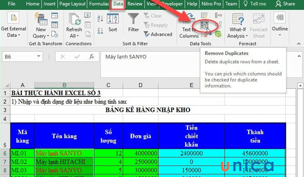 Thao tác xoá dữ liệu trùng nhau