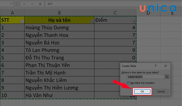 Sử dụng tổ hợp phím Ctrl + T