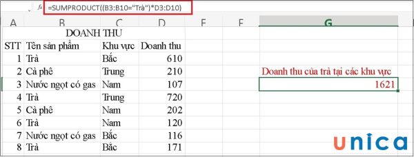 Dùng hàm SUMPRODUCT