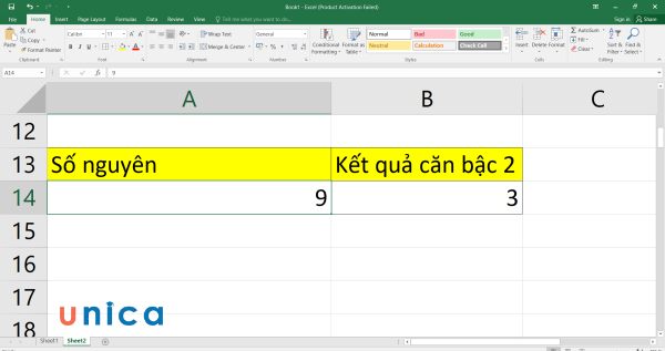 Kết quả căn bậc hai của 9 bằng 3