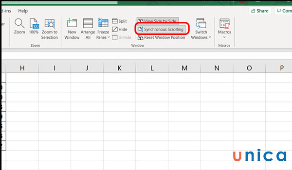 Tính năng cuộn bảng tính trong excel