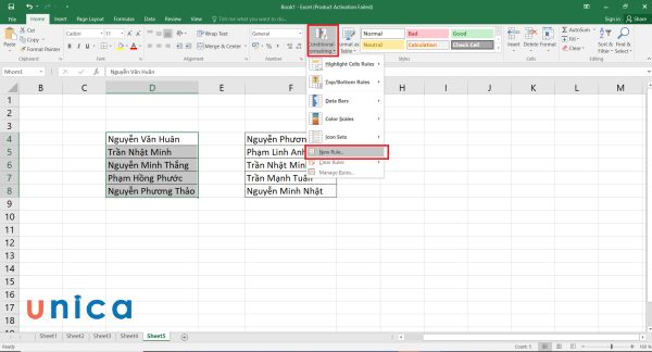 Chọn Conditional Formatting và chọn New Rule