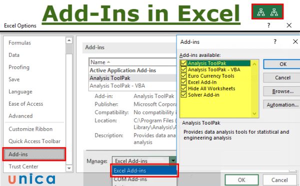 Vô hiệu hóa Add-In Excel