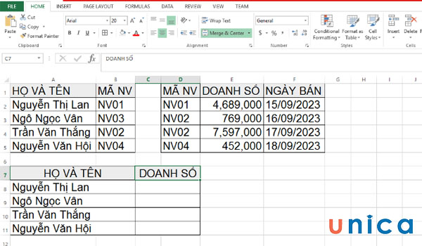 Ví dụ minh hoạ cách dùng hàm SUMIF và VLOOKUP