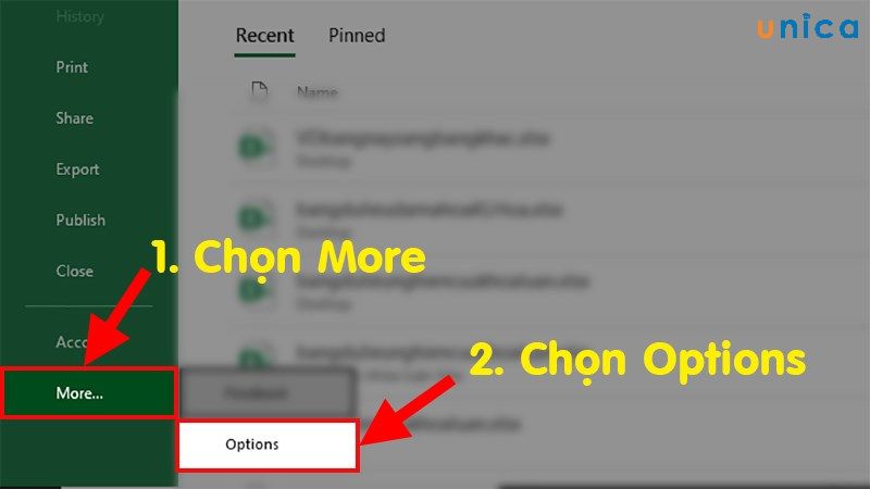 Chọn Options