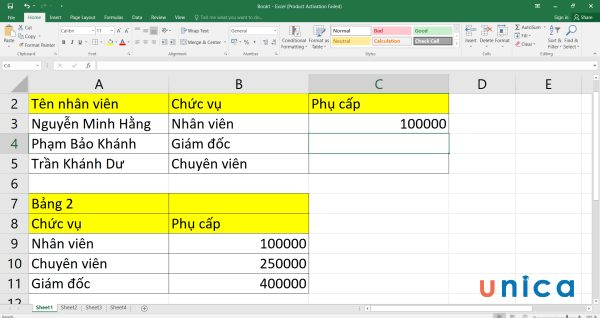 Kết quả sau khi nhập công thức