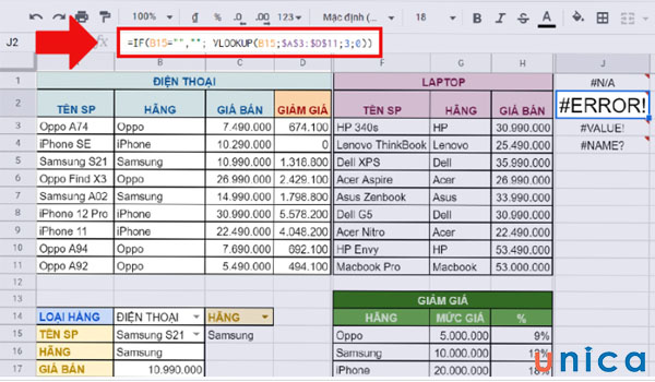 Lỗi #ERROR! xuất hiện trong excel