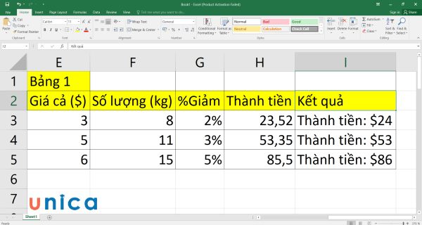 Copy công thức xuống bên dưới