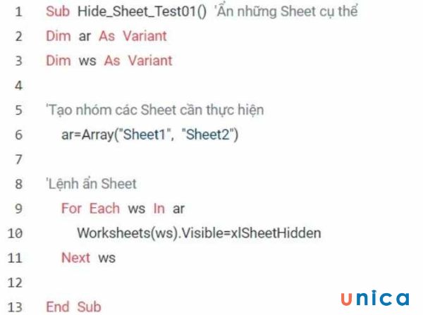 Cấu trúc thường gặp trong VBA