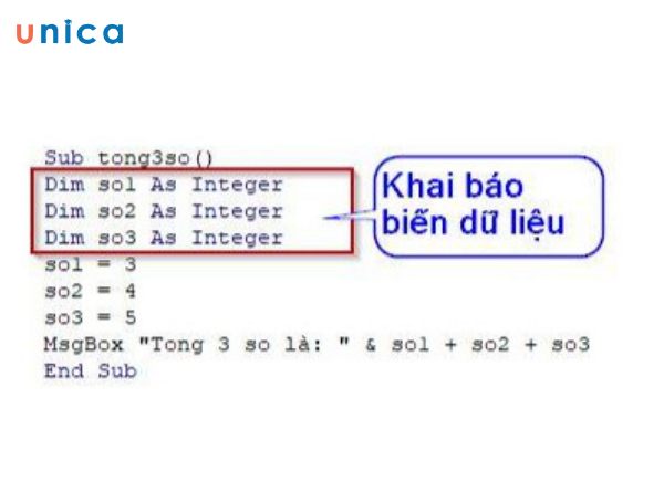 Kỹ thuật khai báo biến trong VBA