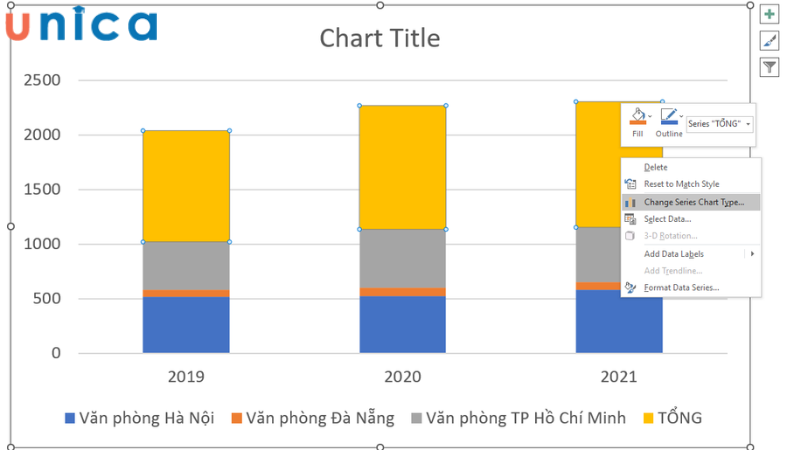 Chọn vào mục Change Series Chart Type