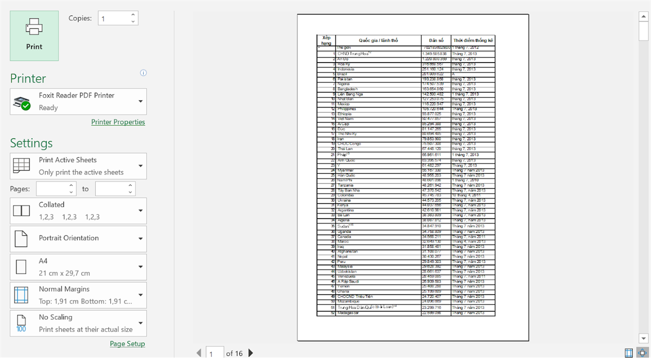 In tất cả các Sheet trong Excel