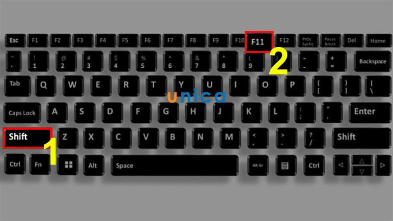Nhấn tổ hợp phim Shift + F11