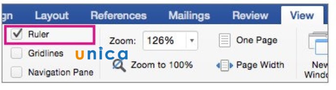 Mô tả cách hiện thanh thước kẻ ruler trong Word. Hình 1