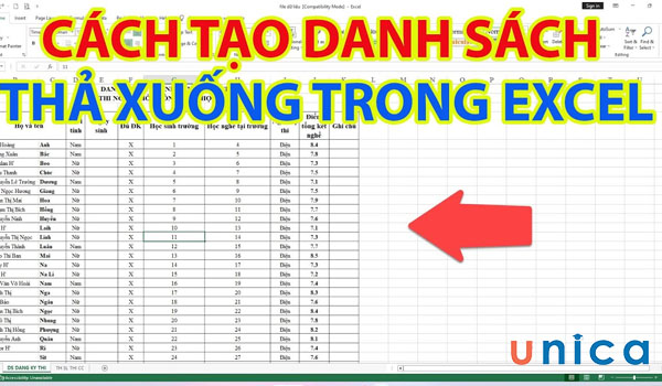 Tạo list xổ xuống giúp bảng tính trông khoa học hơn