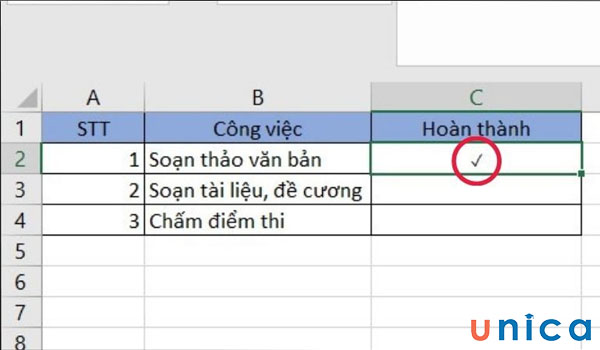 Điều chỉnh 4 góc vào ô muốn tích