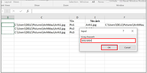 Chèn nhiều ảnh một lúc trong Excel nhanh