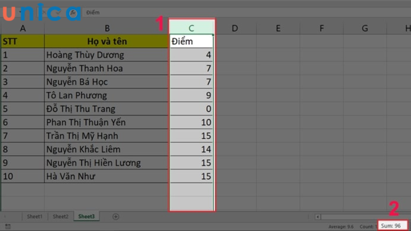 Cách tính tổng trong Excel nhanh nhất