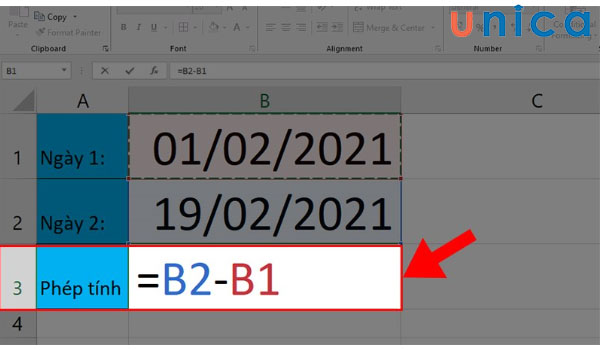 Ví dụ trừ ngày tháng trong excel