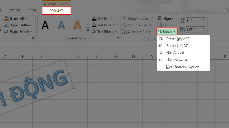 Tùy chỉnh Rotate trong Format