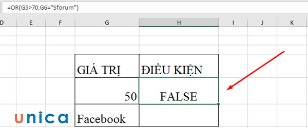 Kết quả trả về là FALSE