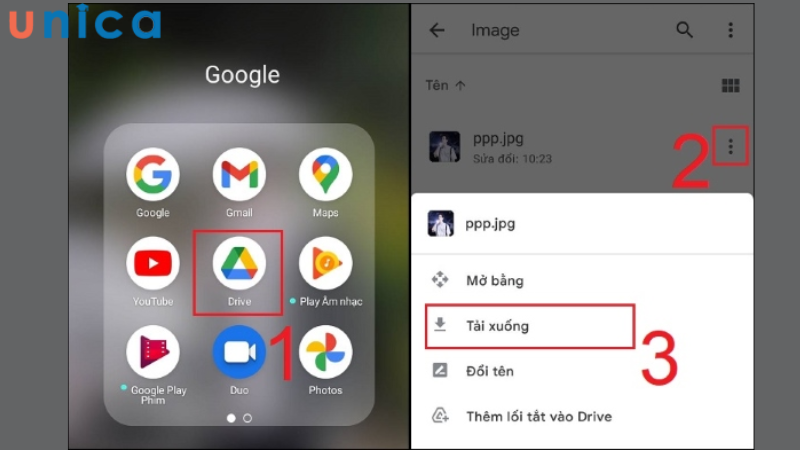 Cách tải file trên Google Drive trên điện thoại Android 