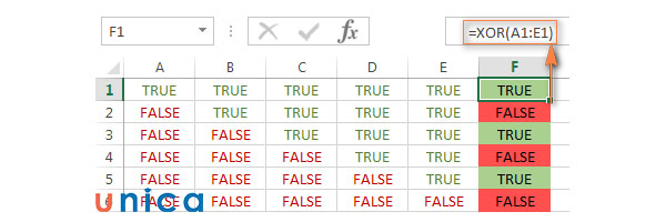 Cú pháp hàm XOR trong excel