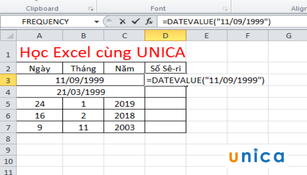 Cách sử dụng hàm datevalue chuyển đổi ngày tháng