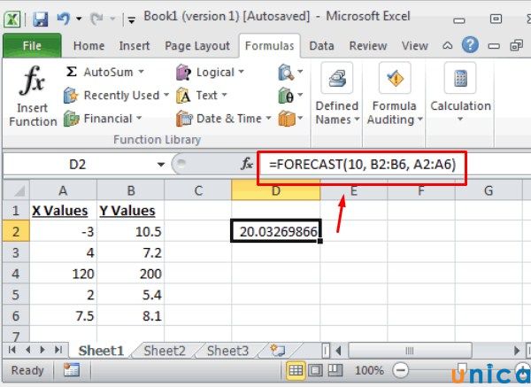 Ví dụ về hàm nội suy trong Excel