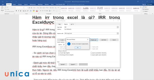 Nhấn OK để thay thế từ