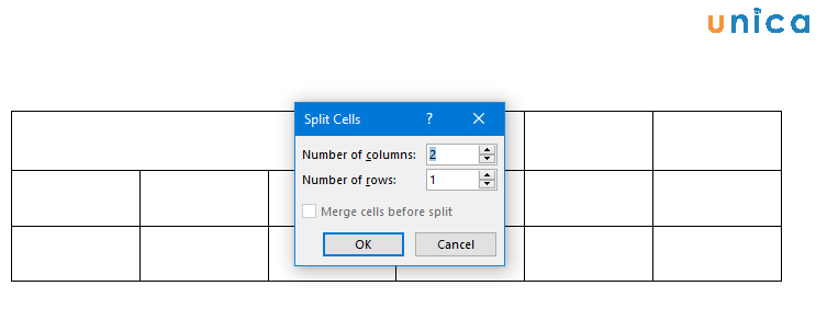 Điền 2 thông số Number of columns và Number of rows