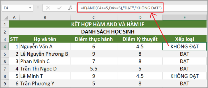 Nhập công thức hàm