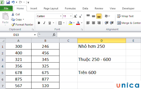 Ví dụ tô màu có điều kiện trong excel