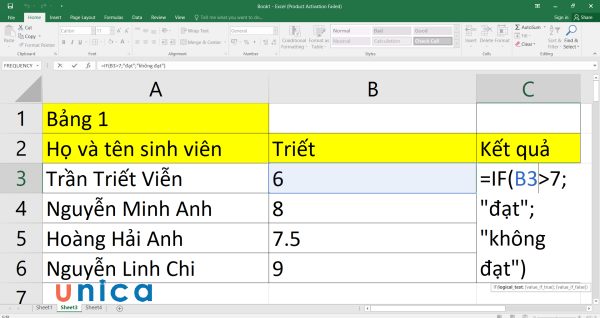 Nhập công thức vào ô C3