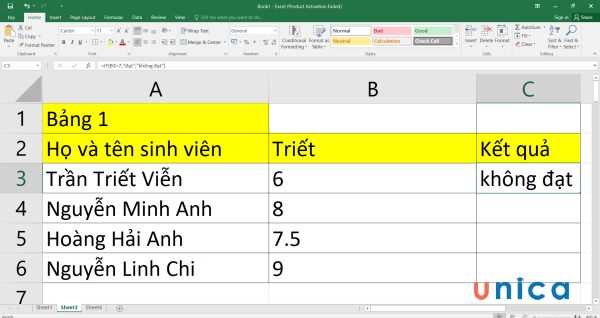 Kết quả sau khi nhập công thức