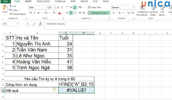 Lỗi khi dùng hàm FIND trong excel