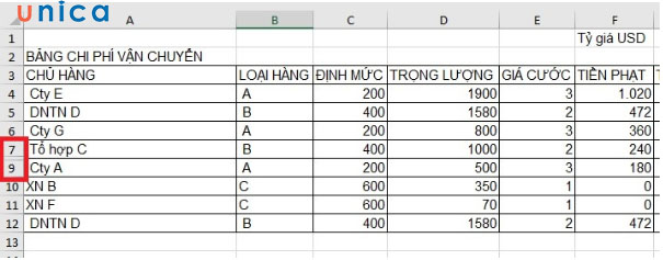 Bỏ dòng trong excel