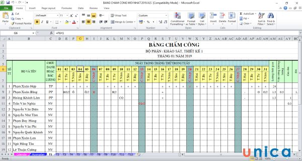 Sử dụng cách tính giờ chấm công trong excel