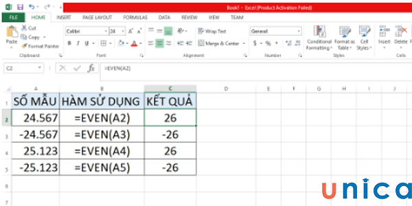 Cách làm tròn số trong excel bằng hàm EVEN