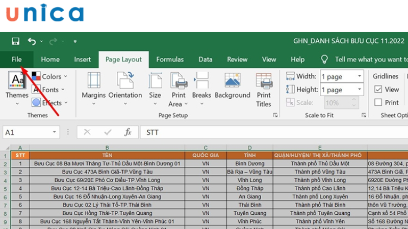 Bôi đen phần dữ liệu chọn mục file