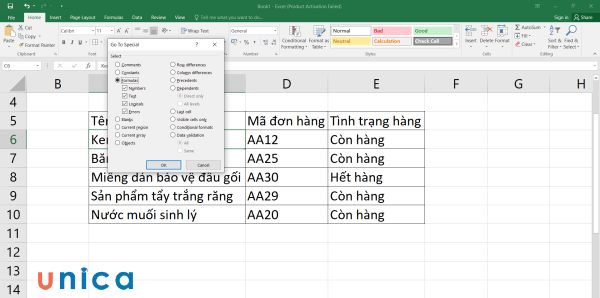 Chỉnh thông số ở Formulas