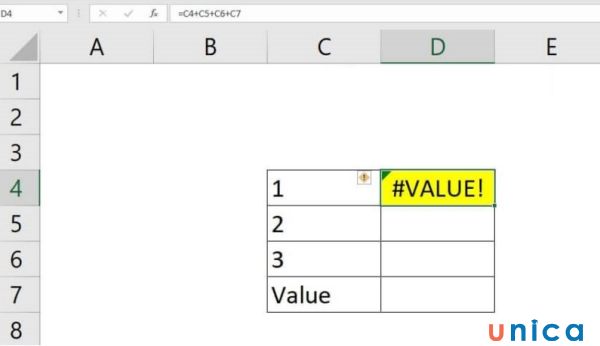 Lỗi #VALUE xuất hiện khi hàm match nhận được một tham số không hợp lệ