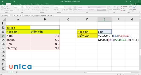  Nhập công thức hàm match excel