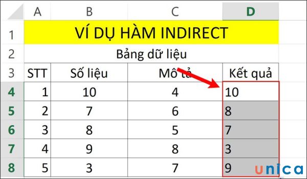 Sao chép công thức xuống bên dưới 